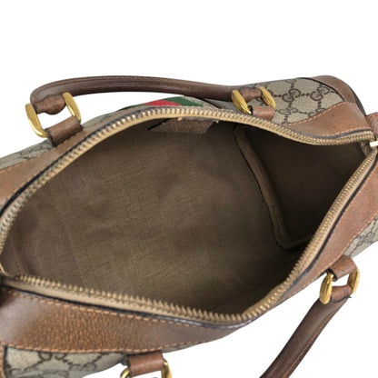 GUCCI Sherry Line Small Boston bag Handbag Brown Vintage wub827