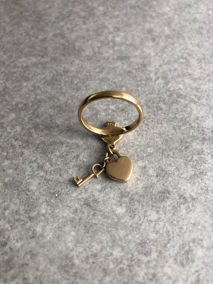 Christian Dior Heart Motif  Ring Gold Vintage 6kjsx4
