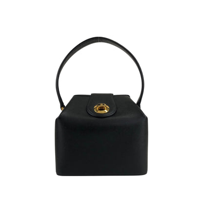 GIVENCHY Turn Lock Handbag Black Vintage zrhm8a