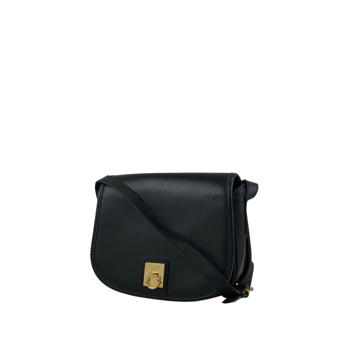 CELINE Gancini Shoulder bag Black Vintage b3ugaa