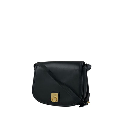 CELINE Gancini Shoulder bag Black Vintage b3ugaa