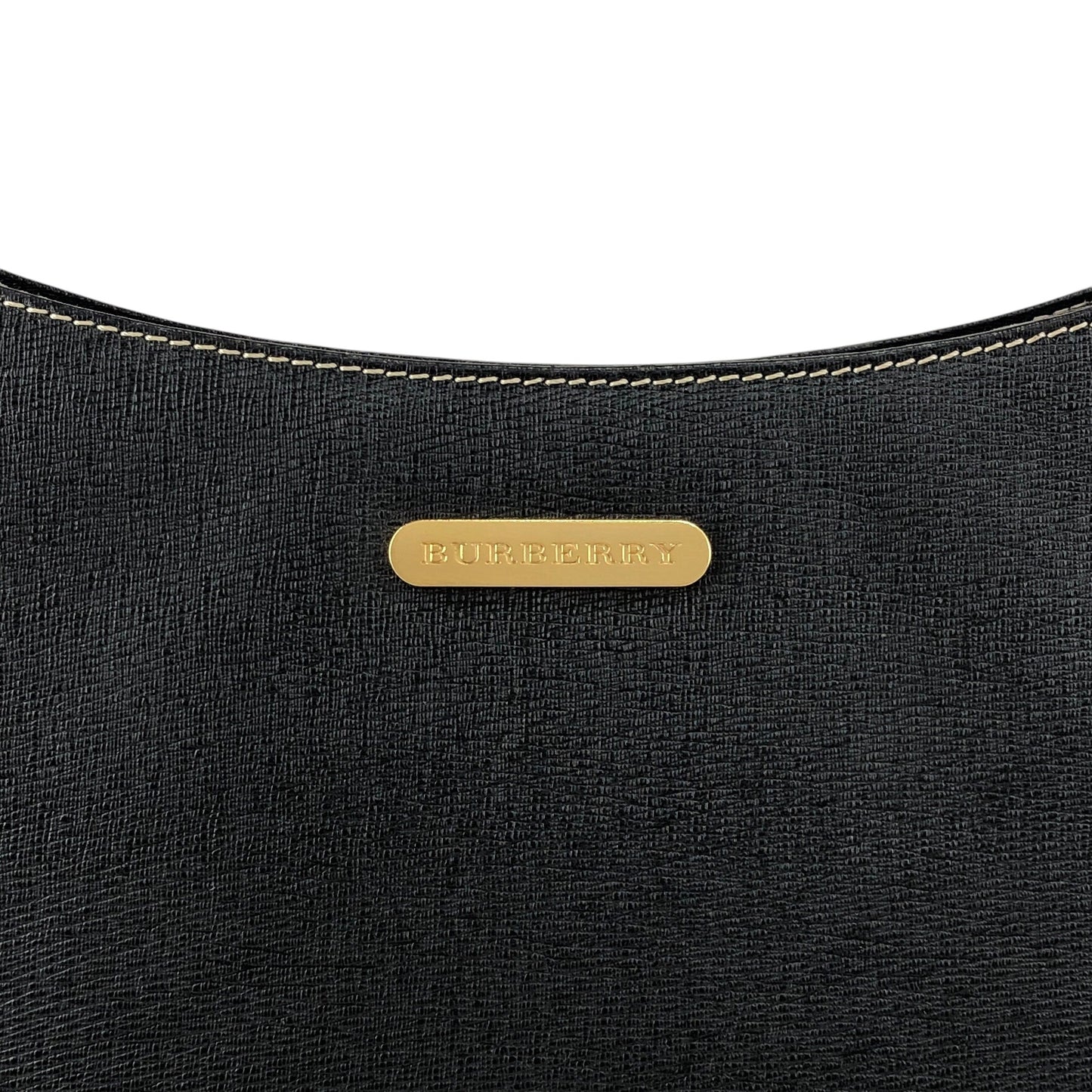 BURBERRY Logo Shoulder bag Hobobag Black Vintage xfbinh