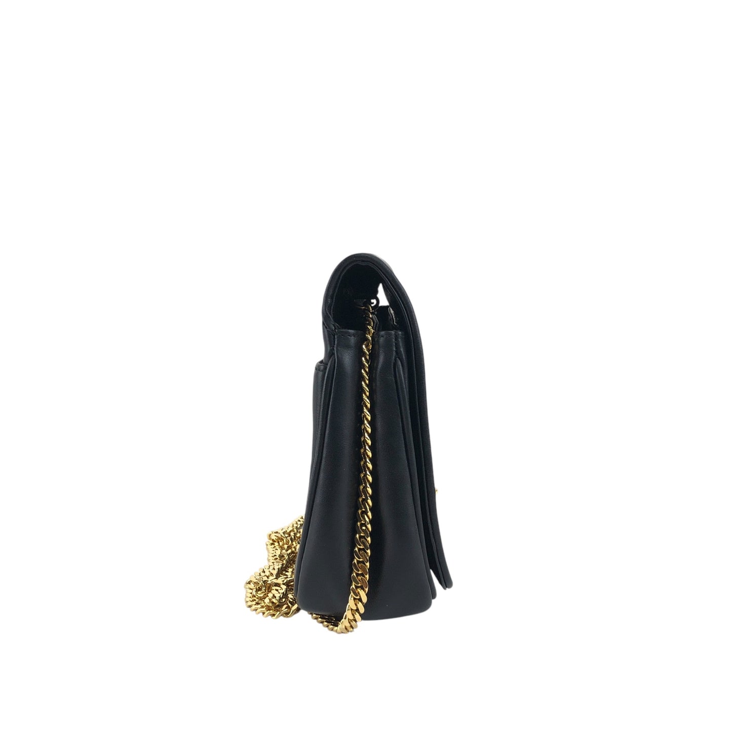 CELINE Triomphe Stitch Chain Shoulder bag Black Vintage 8u4mtc