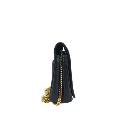 CELINE Triomphe Stitch Chain Shoulder bag Black Vintage 8u4mtc