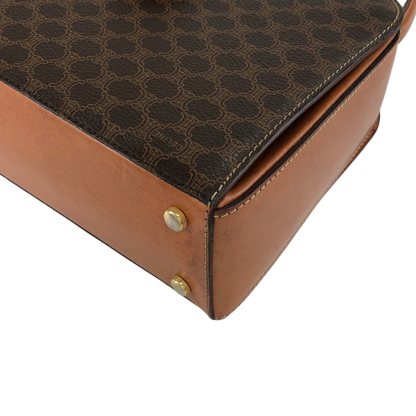 CELINE Macadam Gancini Handbag Brown Vintage hjb52j