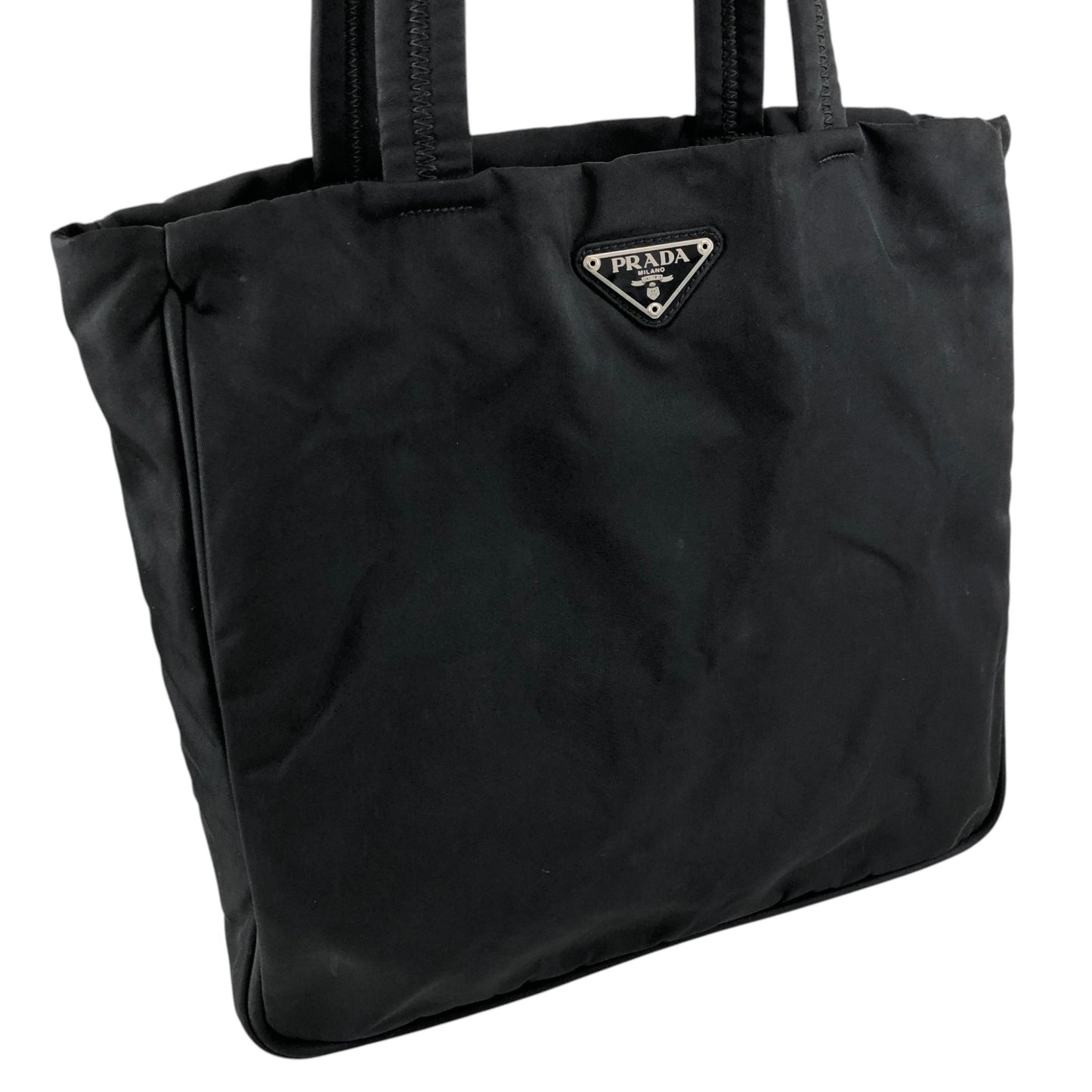 PRADA Tessuto Triangle Logo Handbag Totebag Black Vintage jsx3zw