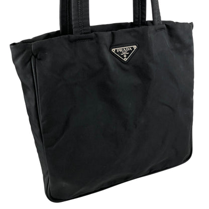 PRADA Tessuto Triangle Logo Handbag Totebag Black Vintage jsx3zw
