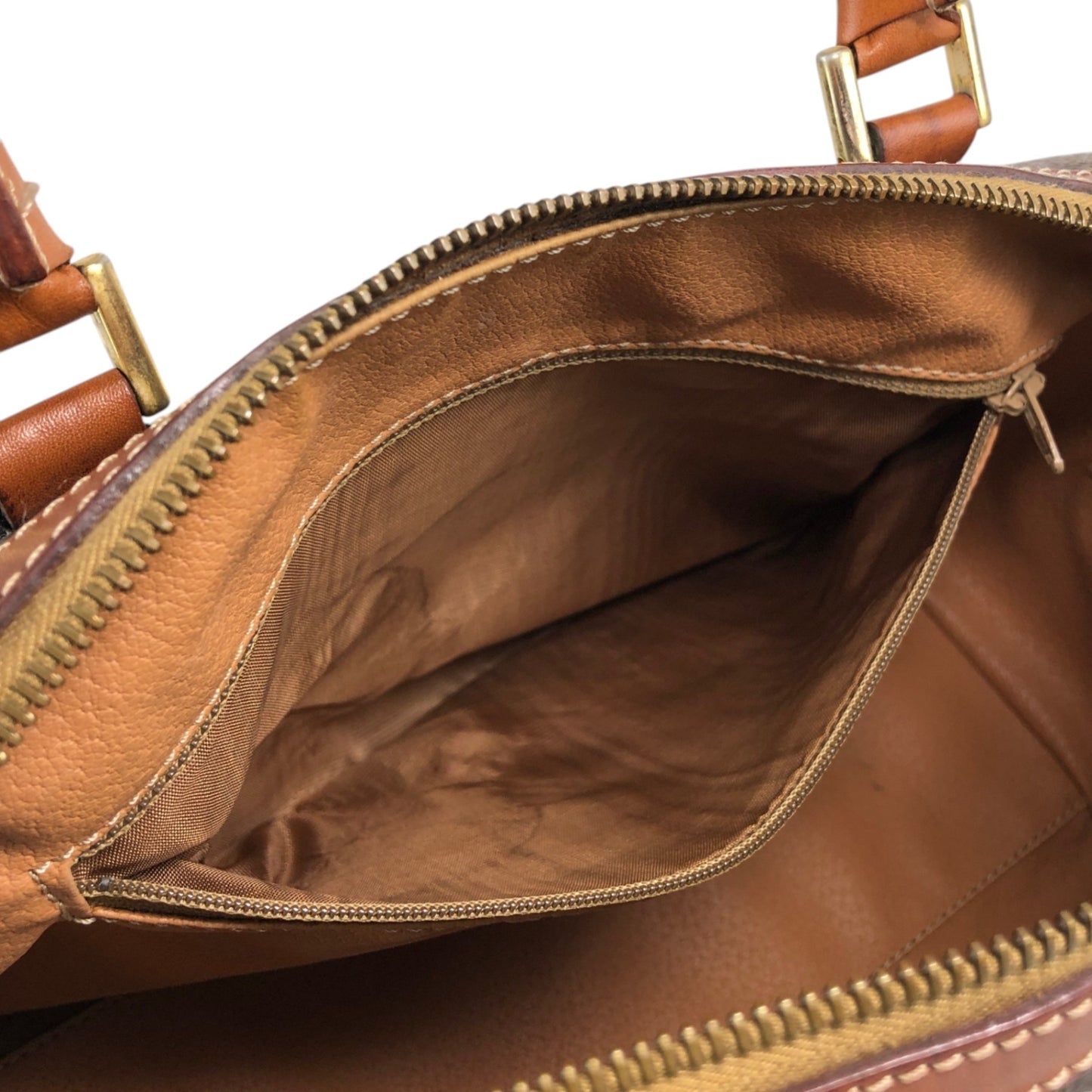 CELINE Macadam Blason Small Boston bag Handbag Brown Vintage f2ydjv