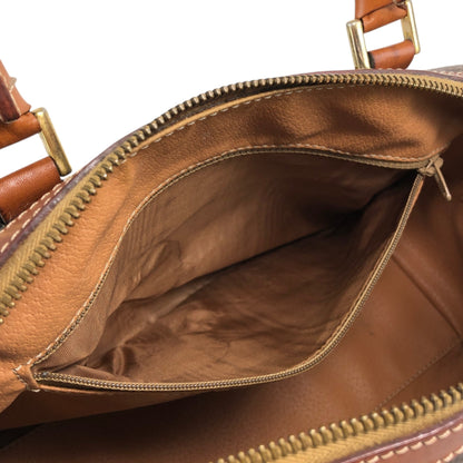 CELINE Macadam Blason Small Boston bag Handbag Brown Vintage f2ydjv