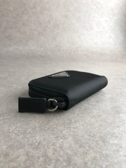 PRADA Tessuto Triangle Logo Coin Purse Black Vintage 4nbjju