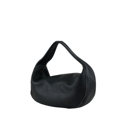 miu miu Logo Embossed Handbag Hobobag Black Vintage 438w43