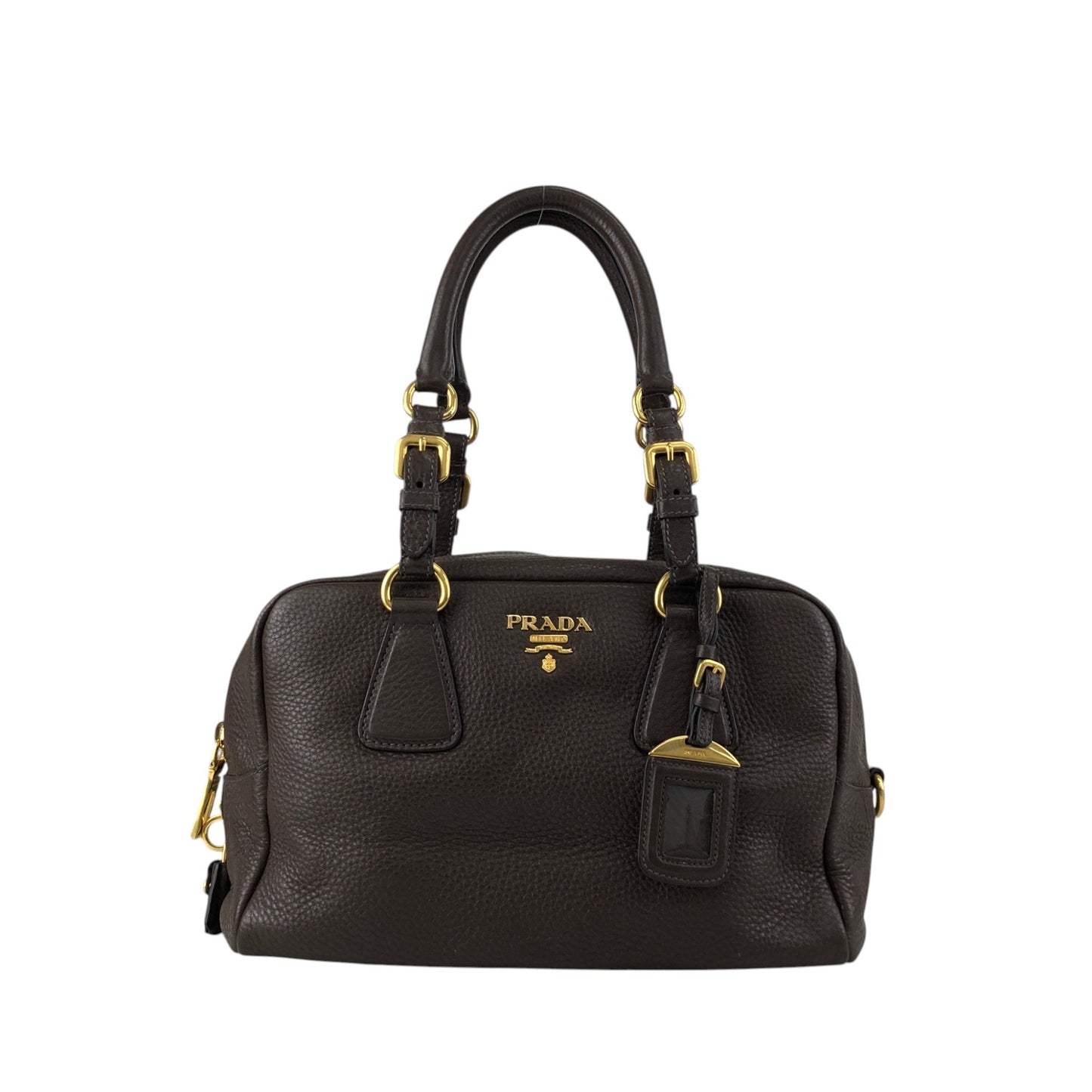 PRADA Logo Handbag Shoulder bag Brown Vintage wddeyg