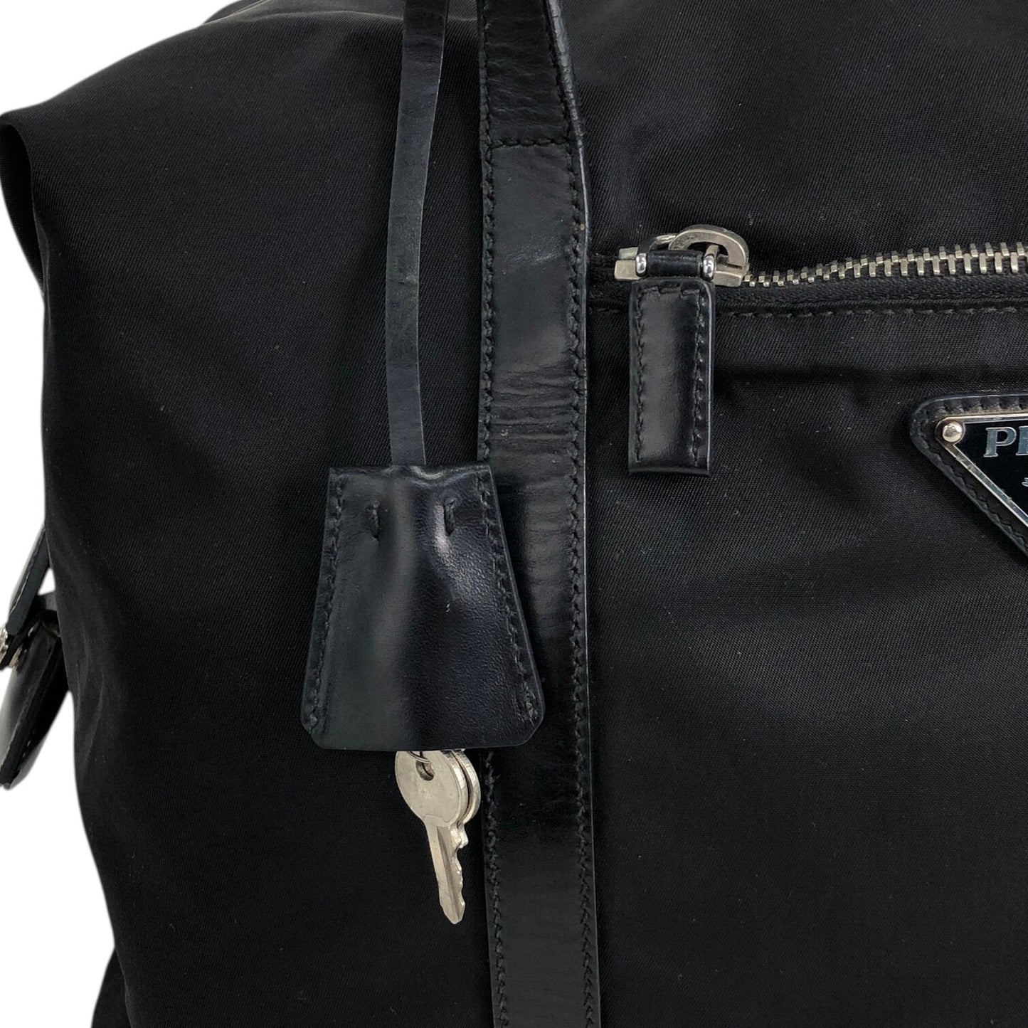 PRADA Tessuto Triangle Logo Padlock Totebag Black Vintage cfbs7r