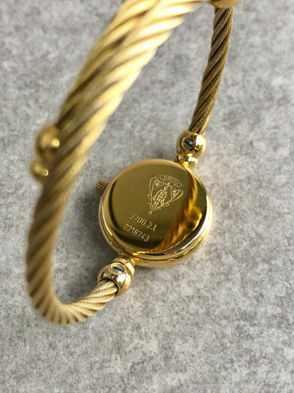 GUCCI Logo Bangle Quartz Watch Gold×Black 2700.2.L Vintage bykvde