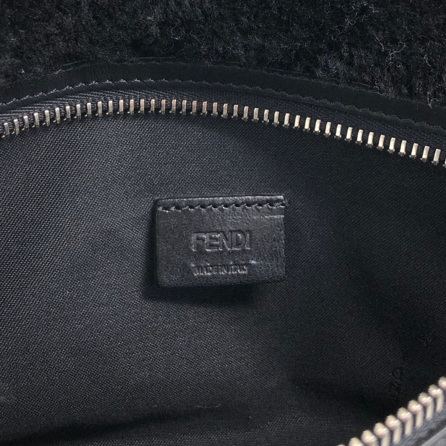 FENDI Logo Chain Handbag Black Vintage c34f5u