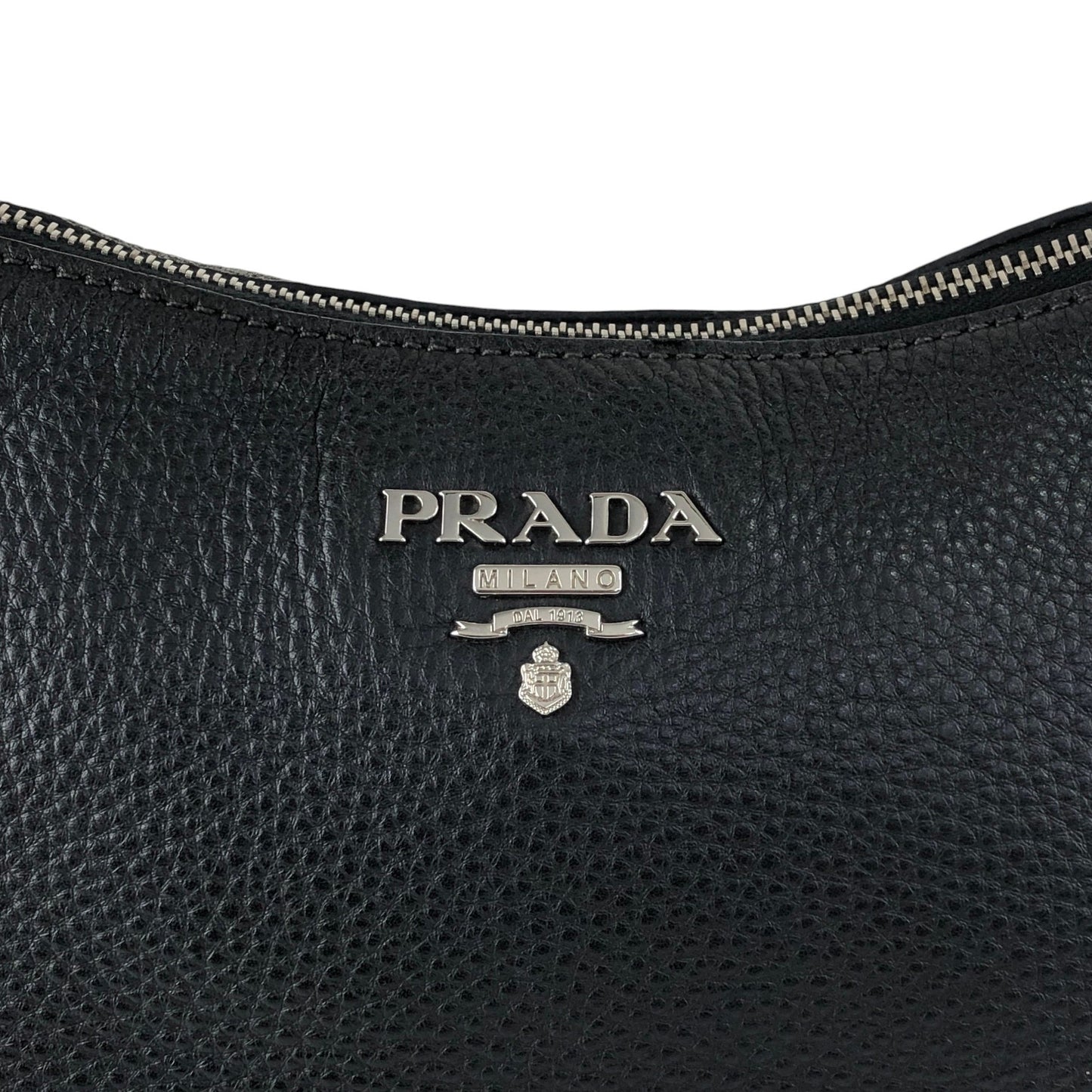 PRADA Logo Shoulder bag Hobobag Black Vintage 3hyfab