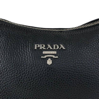 PRADA Logo Shoulder bag Hobobag Black Vintage 3hyfab