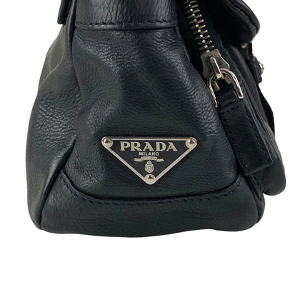PRADA Triangle Logo Front Buckle  Shoulder bag Black Vintage  wsw3t2