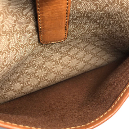 CELINE Macadam PVC Leather Crossbody Shoulder bag Beige Vintage vgsu6a