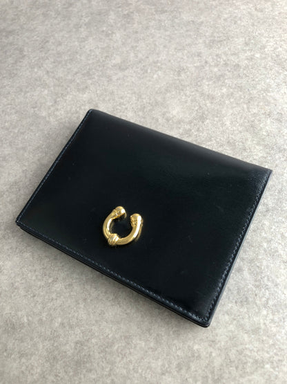 GUCCI Horseshoe Folded Wallet Dark Navy Vintage cvie2b