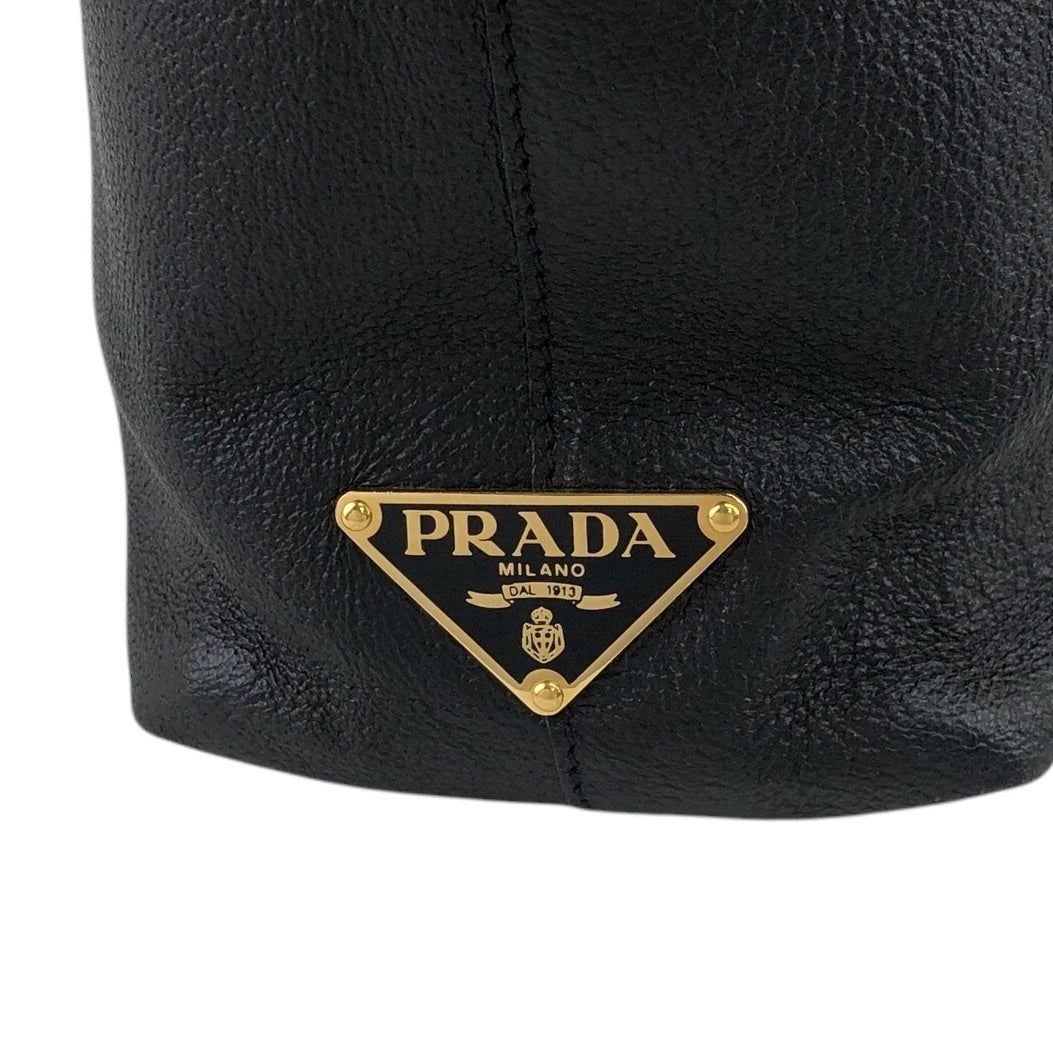 PRADA Triangle Logo Handbag Totebag Black Vintage rzfp8u