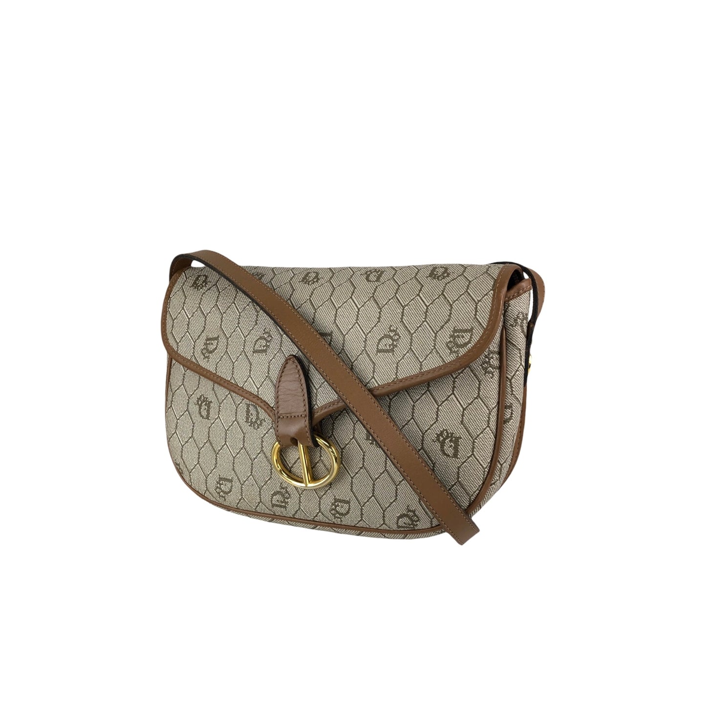 Christian Dior Honeycomb Pattern Shoulder bag Beige Vintage wvwdbt