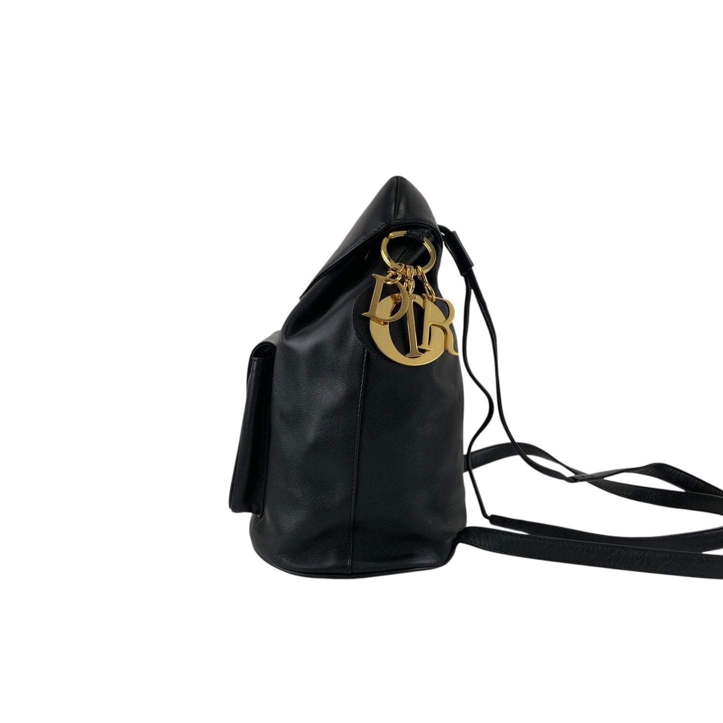 Christian Dior Logo Charm Backpack Black Vintage i7gek7