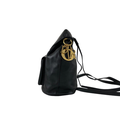 Christian Dior Logo Charm Backpack Black Vintage i7gek7