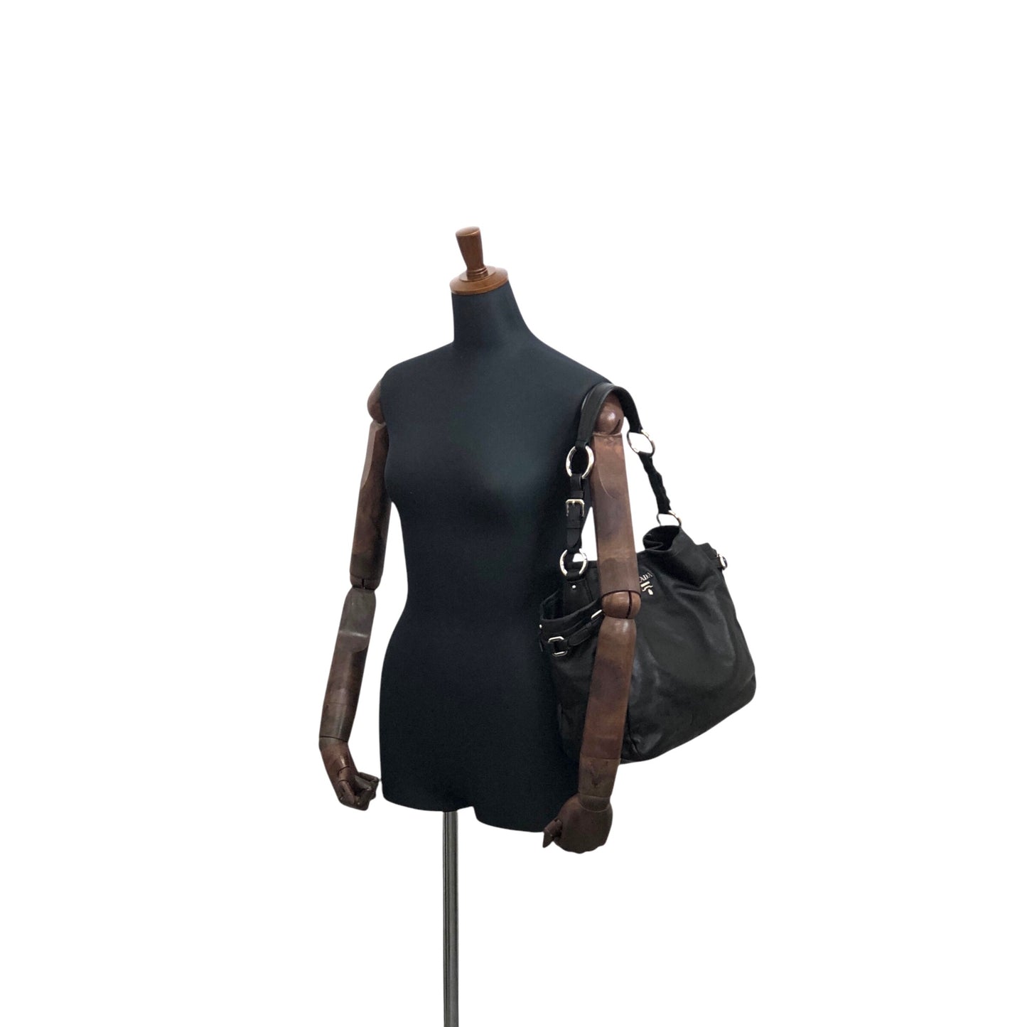 PRADA Logo Handbag Black Vintage 33emnt