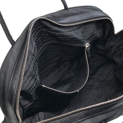 PRADA Triangle Logo Padlock Small Boston bag Handbag Black Vintage a5w87e