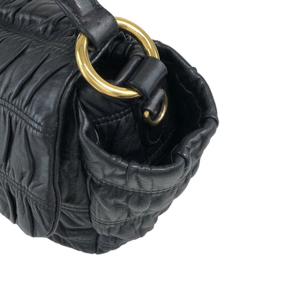 PRADA Logo Front Lock Two-way Handbag Shoulder bag Black Vintage zdrec3