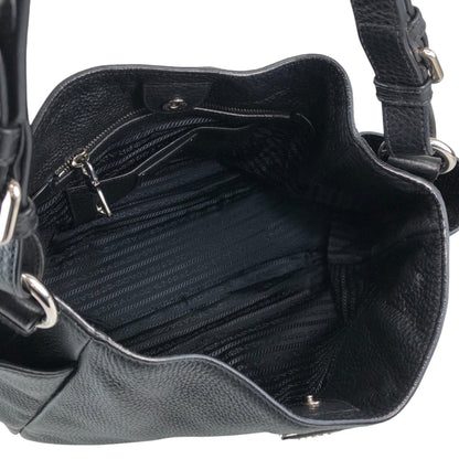 PRADA Triangle Logo Side Pocket Shoulder bag Black Vintage wr45fx