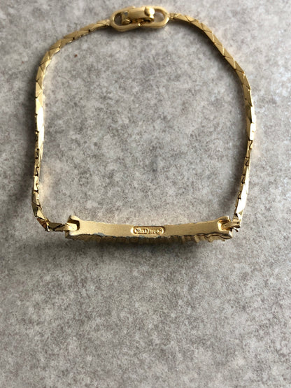 Christian Dior Rhinestone Bracelet Gold Vintage a32e5m