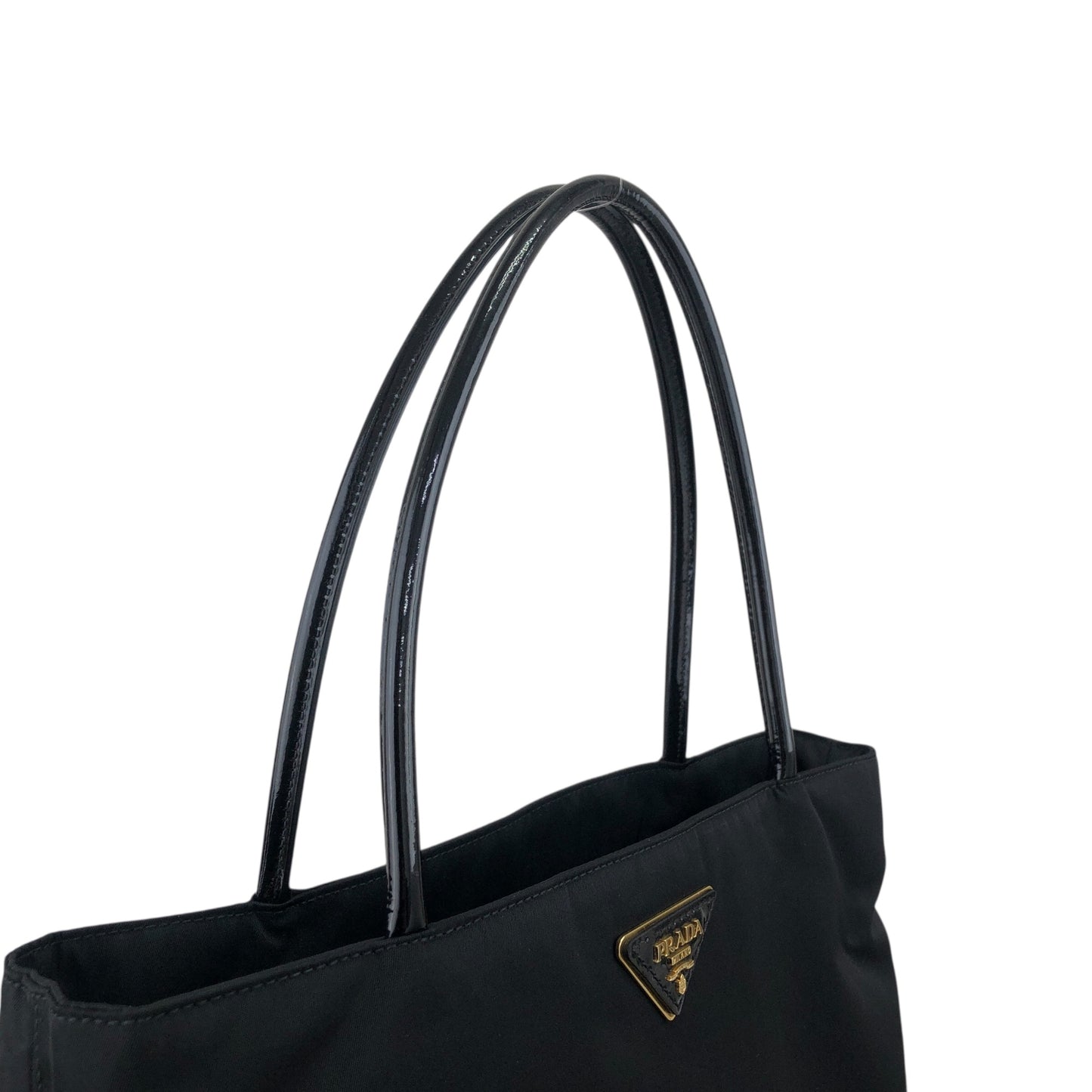 PRADA Tessuto Logo Handbag Black Vintage cmchvi