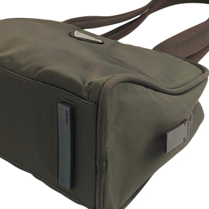 PRADA Tessuto Triangle Logo Padlock Shoulder bag Khaki Vintage kyp5pt