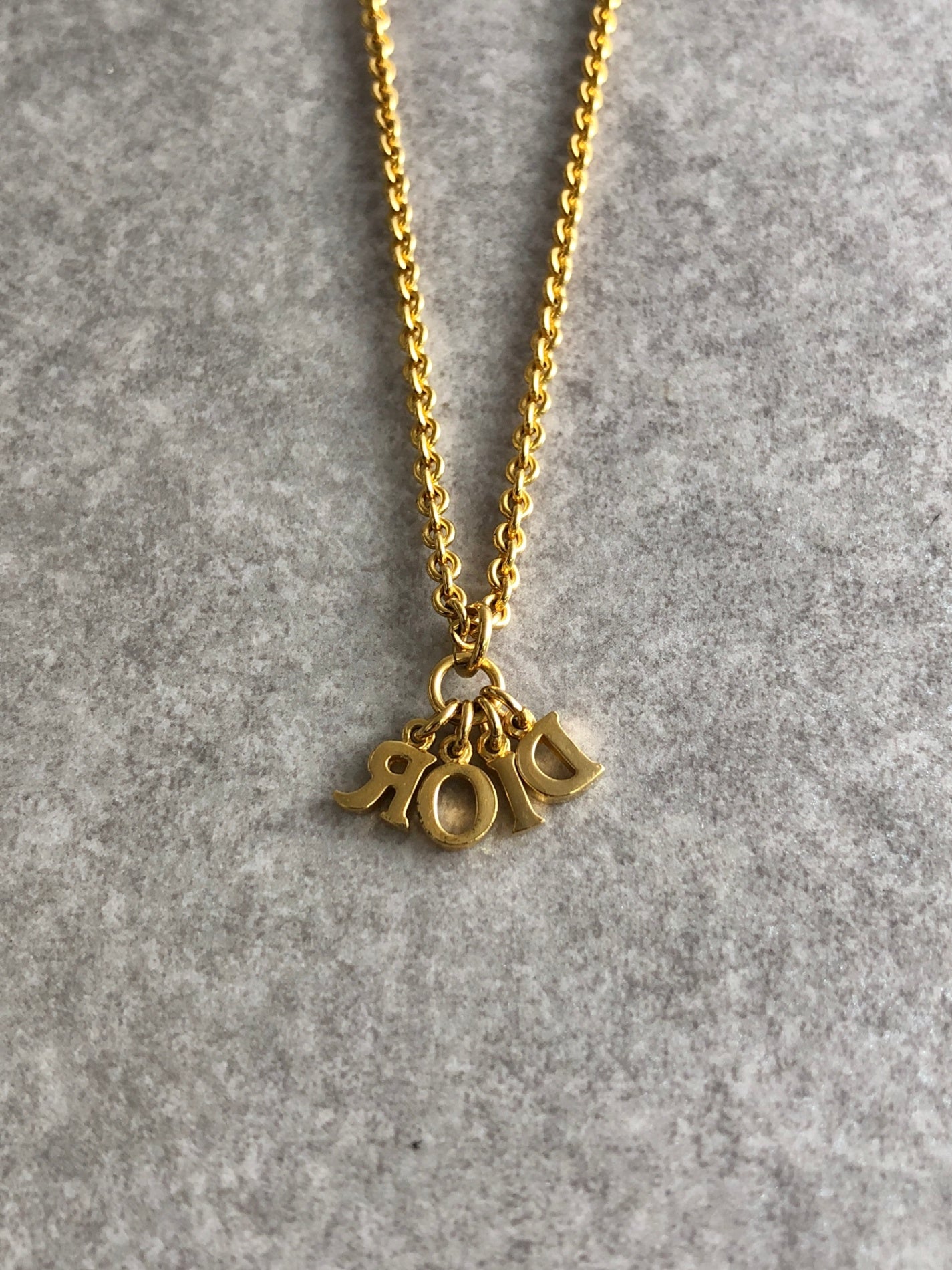 Christian Dior Logo Motif Necklace Gold Vintage jye8pu