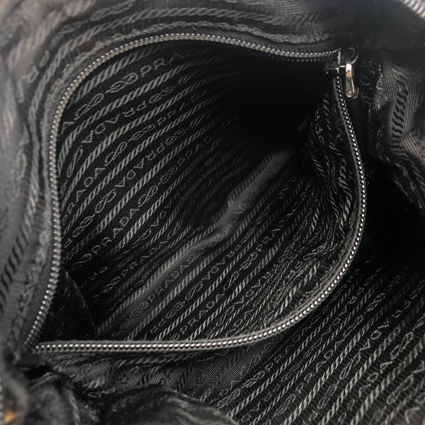 PRADA Logo Shoulder bag Hobobag Black Vintage wr3yar