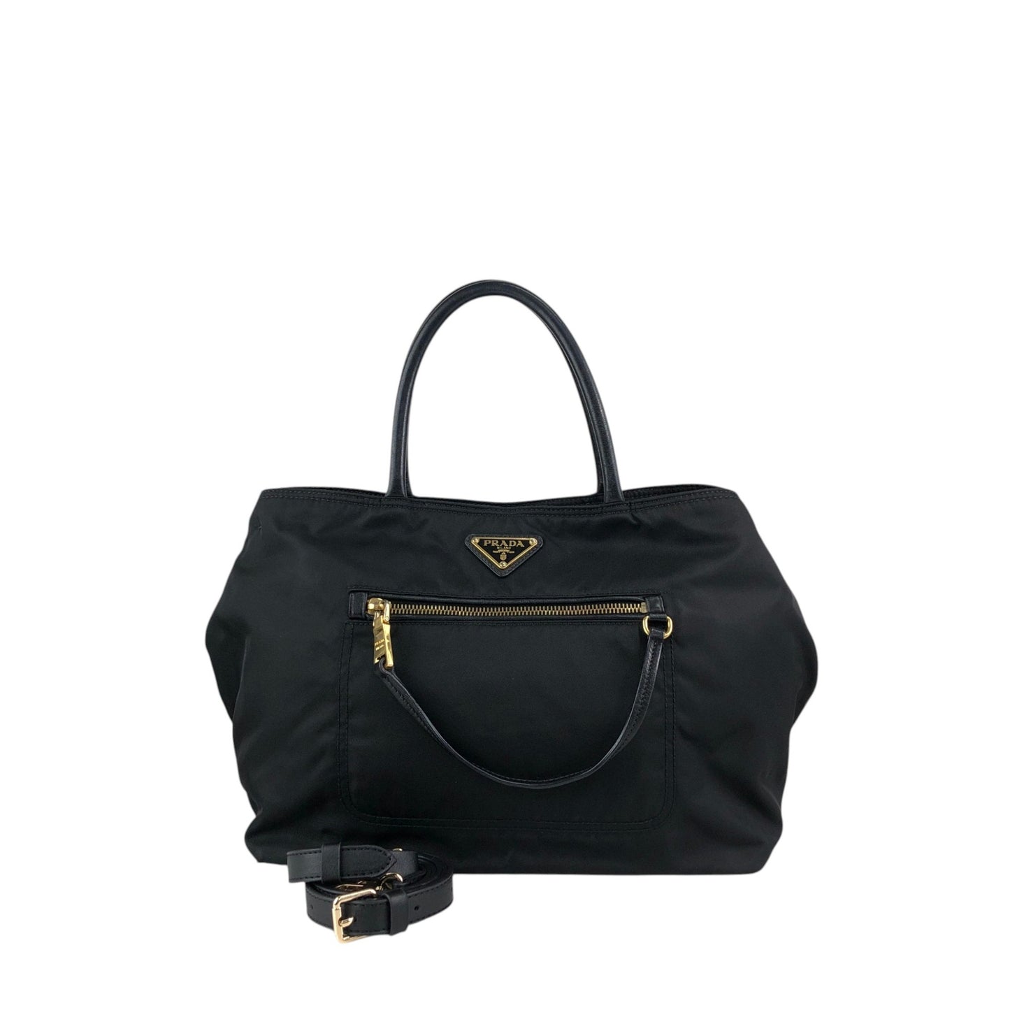 PRADA Tessuto Triangle Logo Two-way Handbag Shoulder bag Black Vintage 2krwdw