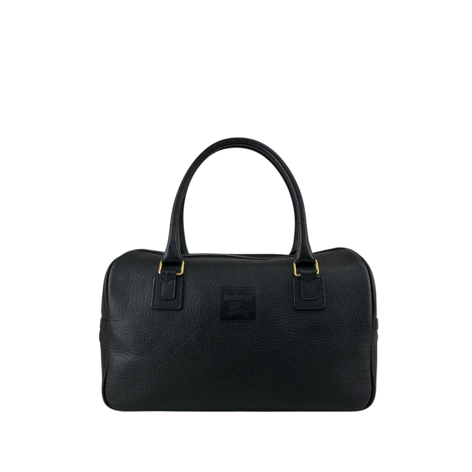 バッグ burberry black label big logo boston bag BURBERRY Logo Embossed Handbag Boston bag Black Vintage 2cz4a2