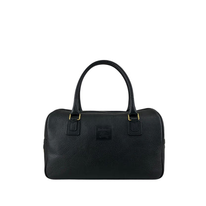 BURBERRY Logo Embossed Handbag Boston bag Black Vintage 2cz4a2
