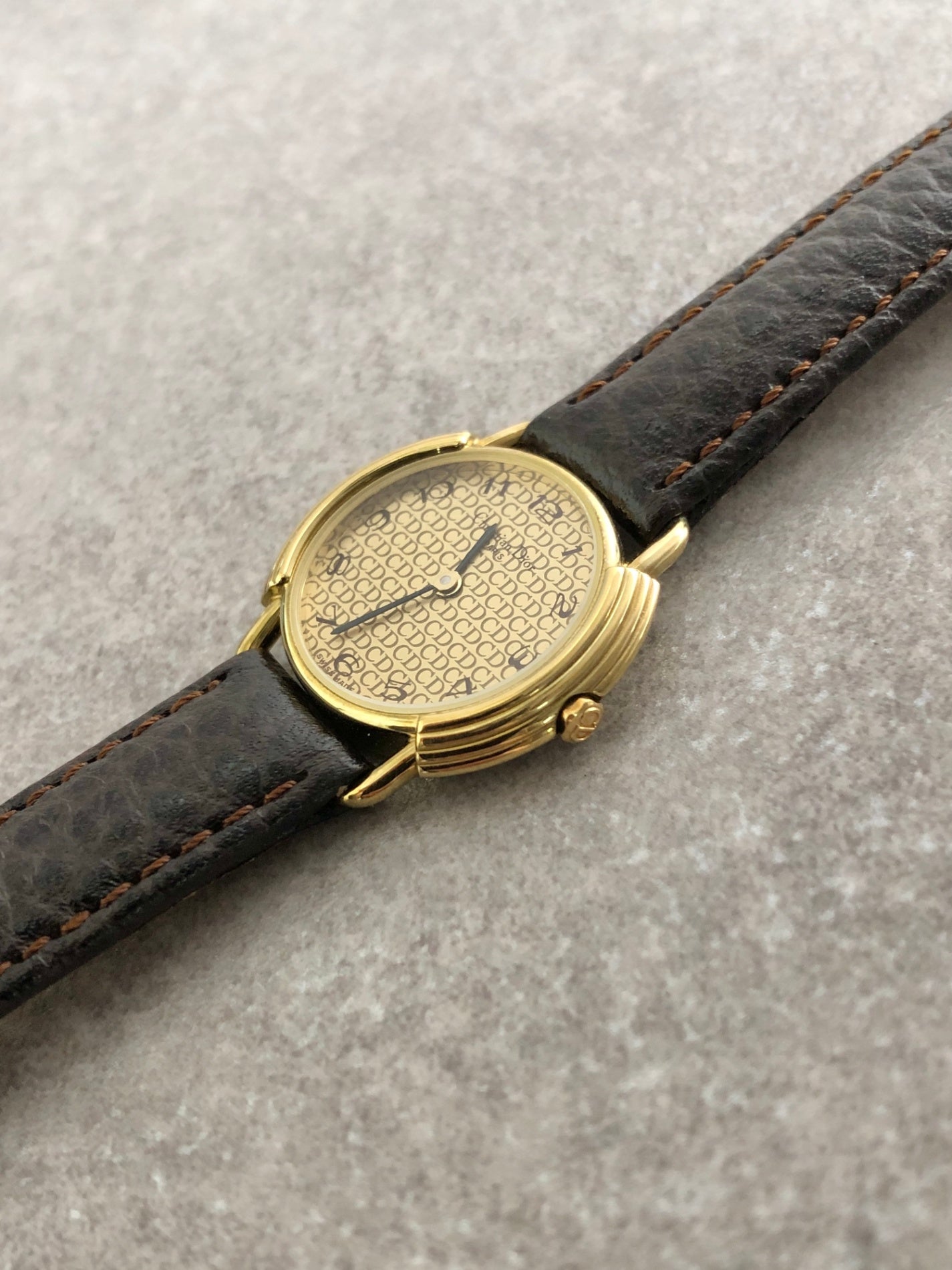 Christian Dior Watch Gold×Brown Vintage 2mewkg