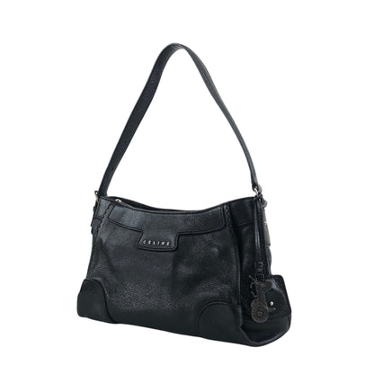 CELINE Horse Carriage Logo Handbag Hobobag Black Vintage hieixd