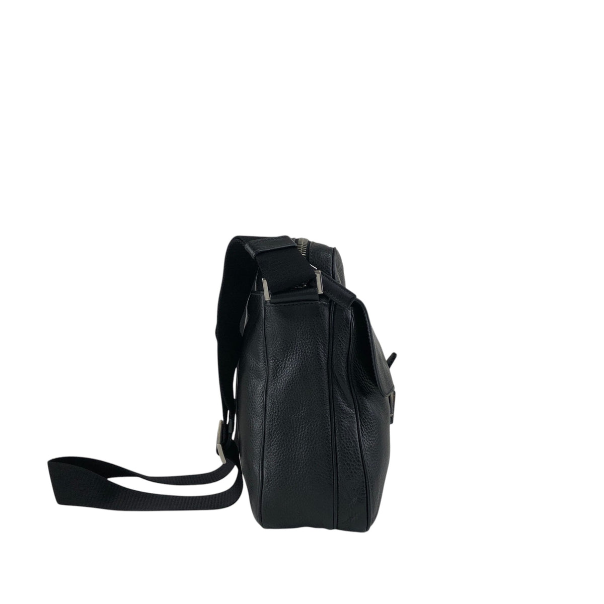 PRADA Triangle Logo Front Buckle Front Pocket Shoulder bag Black Vintage fg3jes