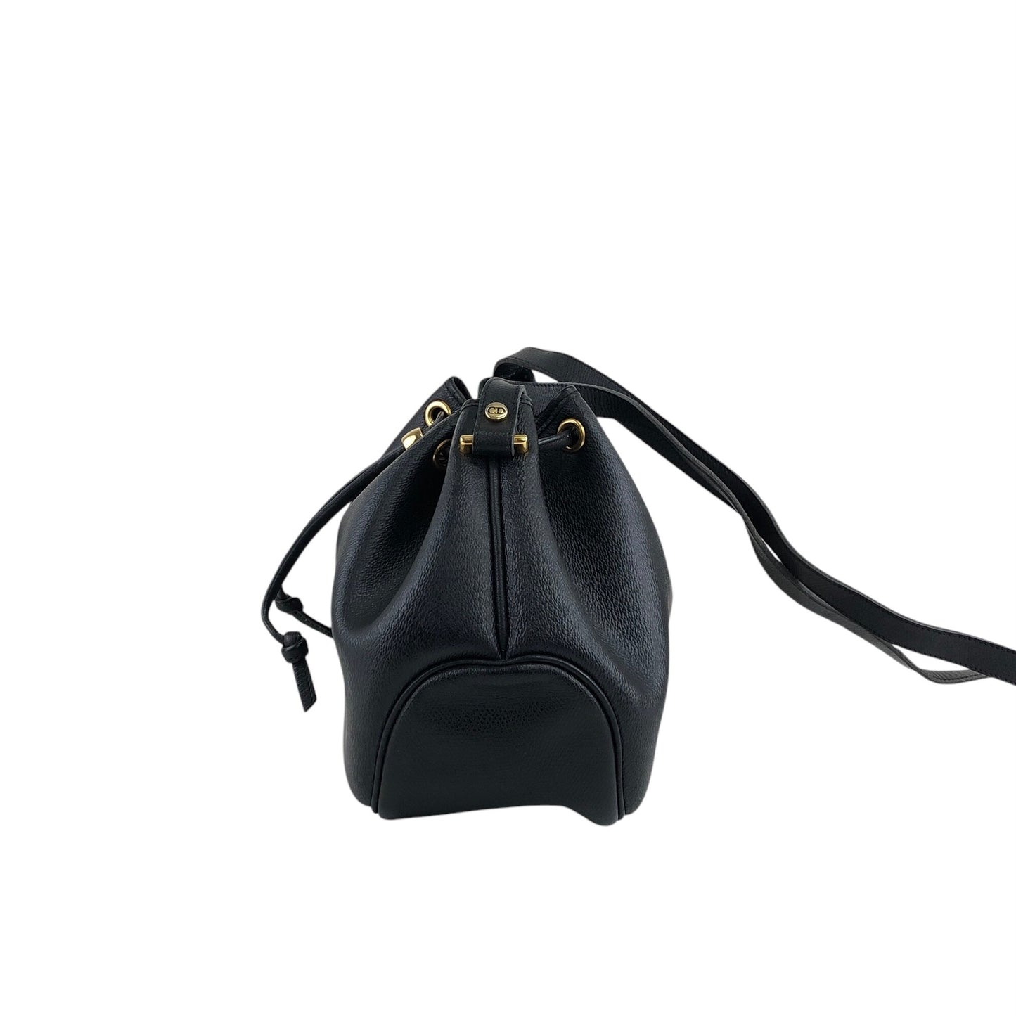 Christian Dior Logo Drawstring Shoulder bag Black Vintage 8jksti