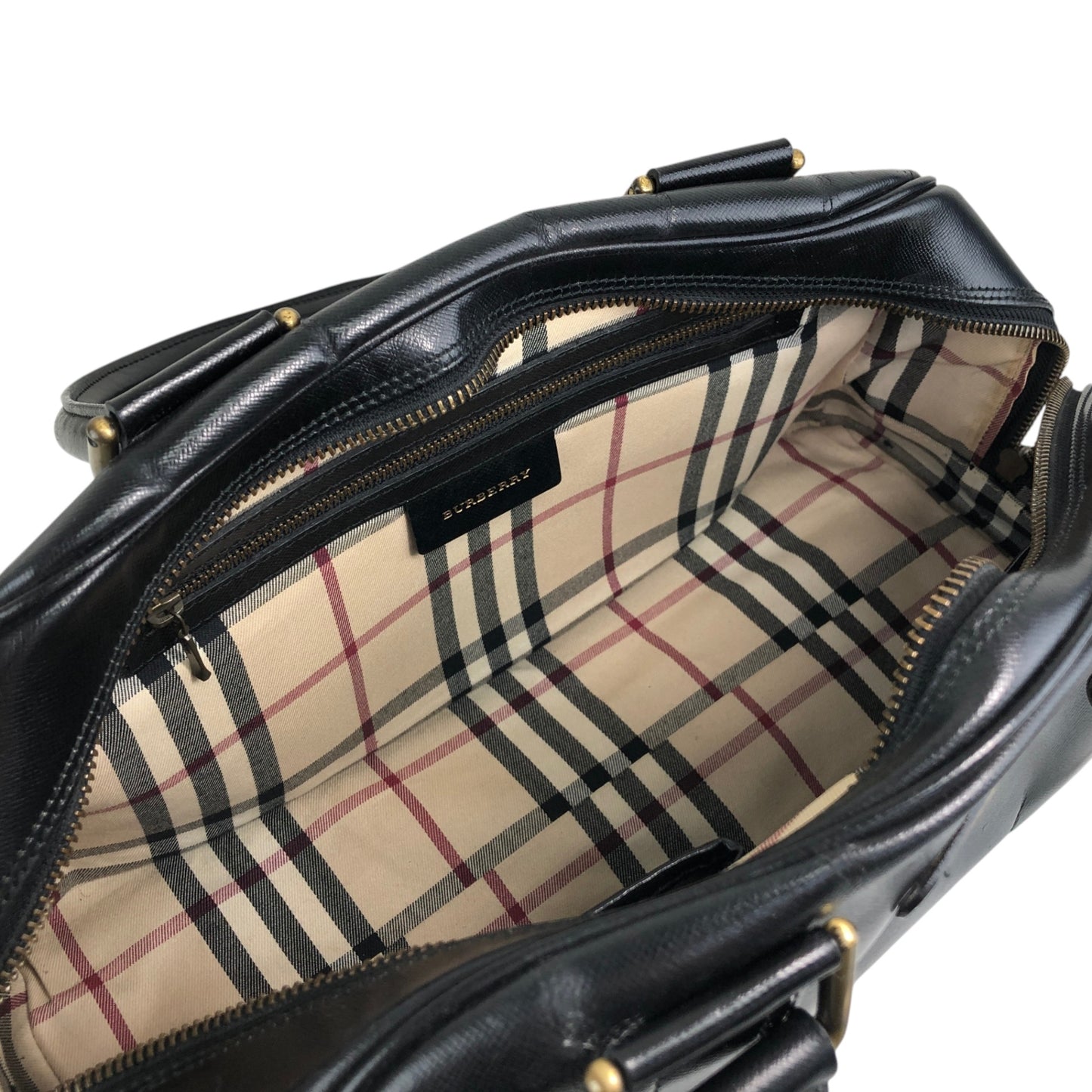 BURBERRY Logo Small Boston bag Handbag Black Vintage djr8rb