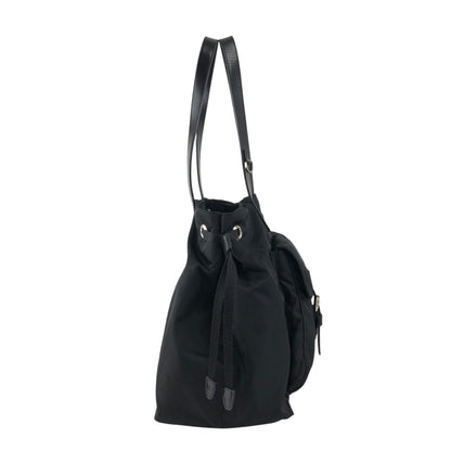 PRADA Tessuto Triangle logo Double Pocket Totebag Black Vintage xrhmgf