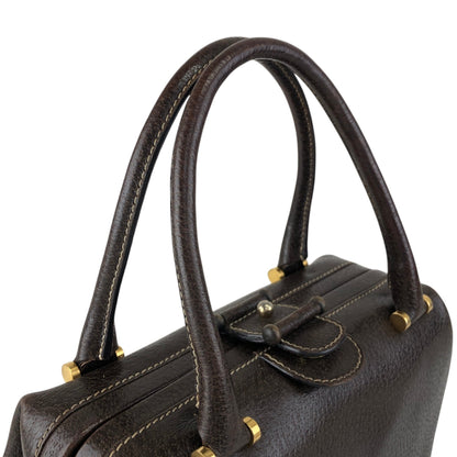 GUCCI Metal Clasp Handbag Brown Vintage fva3h4