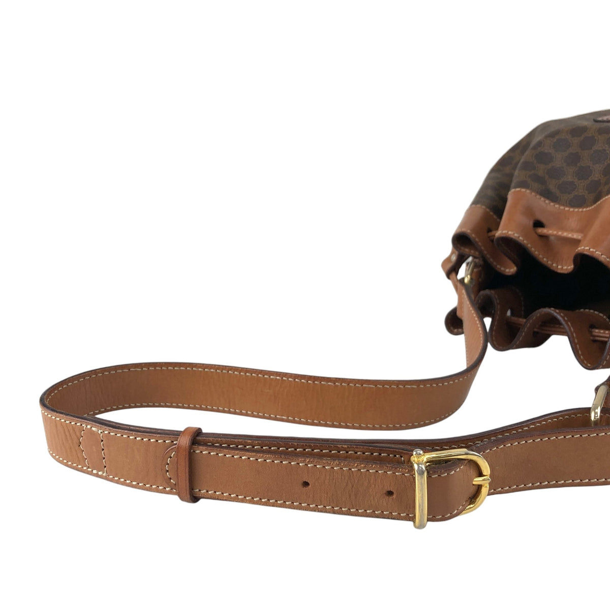 CELINE Macadam Blason Drawstring Shoulder bag Brown Vintage tc6d7e