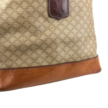 CELINE Macadam Blason Drawstring Shoulder bag Beige Vintage ci27wy