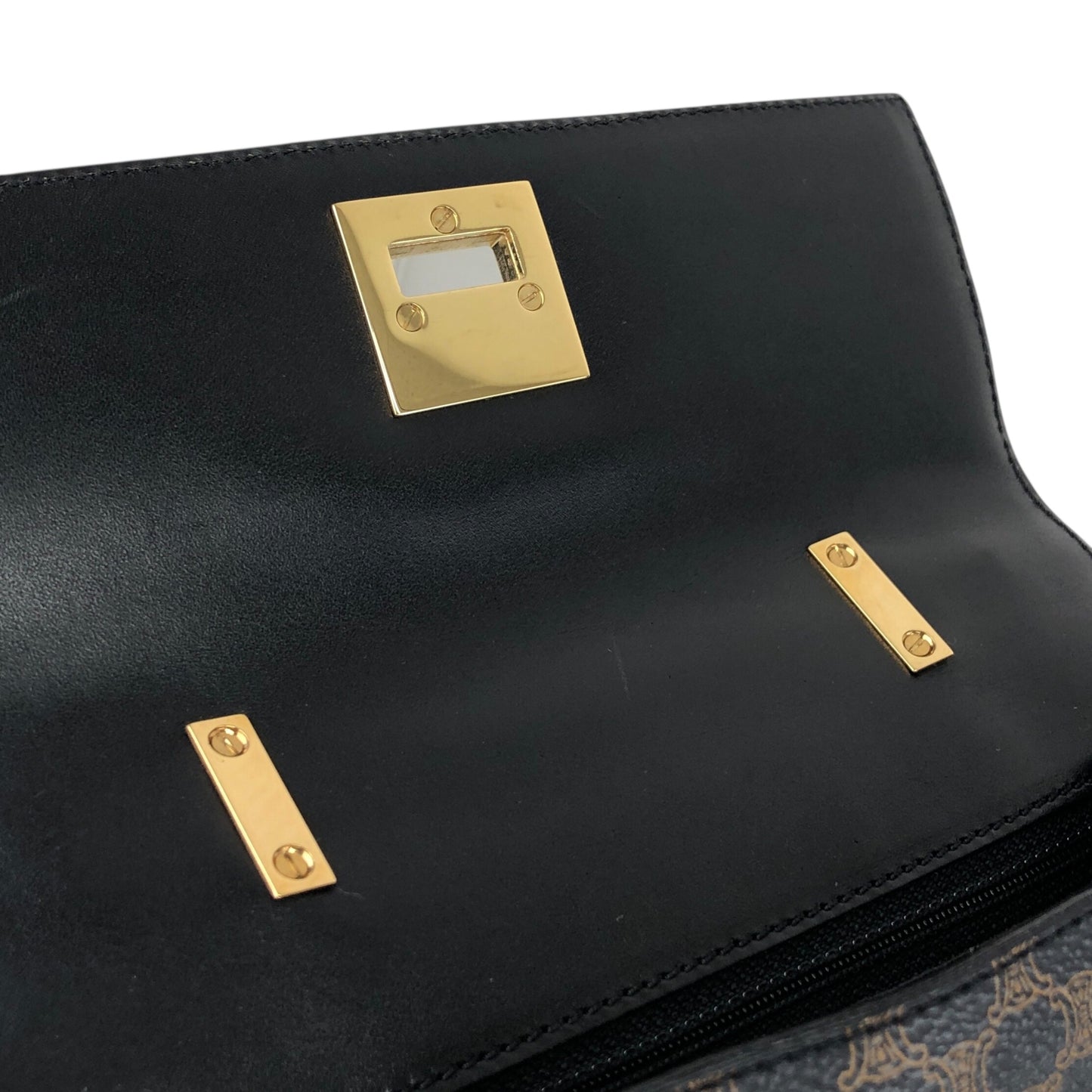 CELINE Macadam Turn Lock Handbag Black Vintage 75x5vx